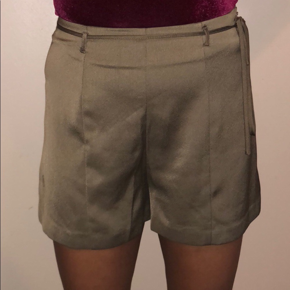 Silk/Satin Olive Green Shorts